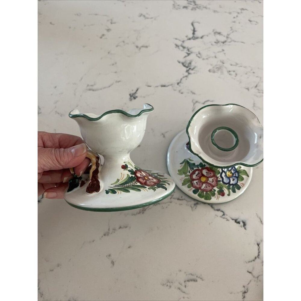 Made in Italy Hand Painted Floral 4” Candle Holders - Picture 11 of 11